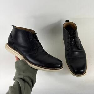 Cole Haan Grand OS Chukka Boots Men's 11 Black Leather Lace-Up Round Toe Ankle